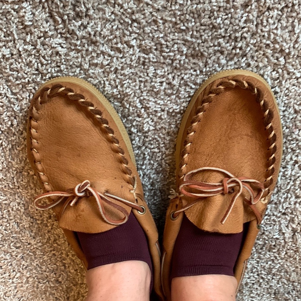 Mens genuine leather Adirondack slippers
